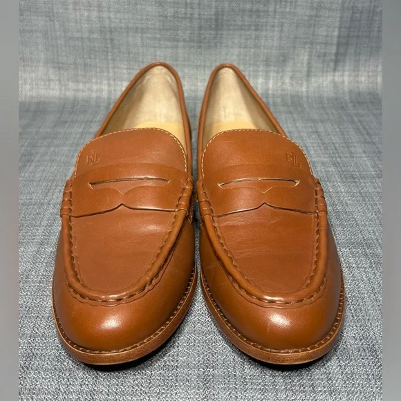 Lauren Ralph Lauren Women's Wynnie Loafers Deep Saddle Tan Leather Size 9B - Picture 3 of 7